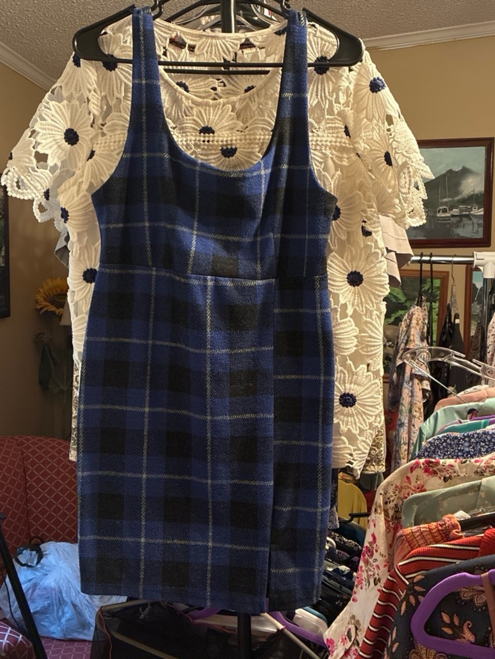 Forever 21 Blue and Black Plaid Mini Dress